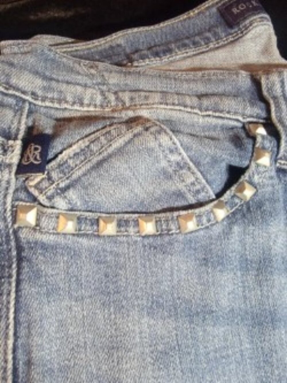 Rock & Republic Kasandra Bootcut Jeans Womens 12 Studded Medium Wash Y2K